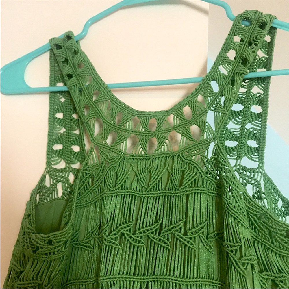SALE NWOT DIANE FURSTENBERG LIZA MACRAME CROCHET DRESS in Emerald Green - Picture 8 of 10